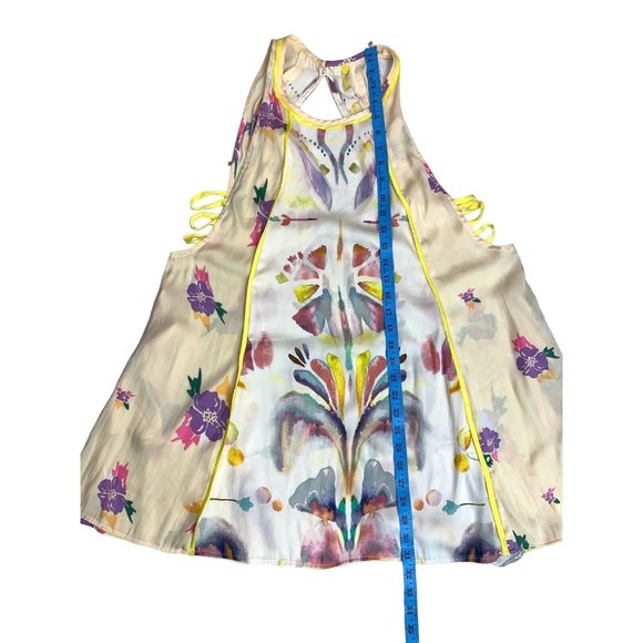 Free People Dream Free Dress Size S Watercolor Abstract Flower Print Mini Tunic - Picture 7 of 9